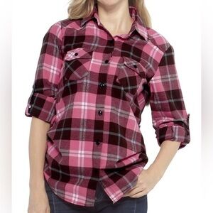 Matchstick hot pink plaid long sleeve flannel shirt size XXL